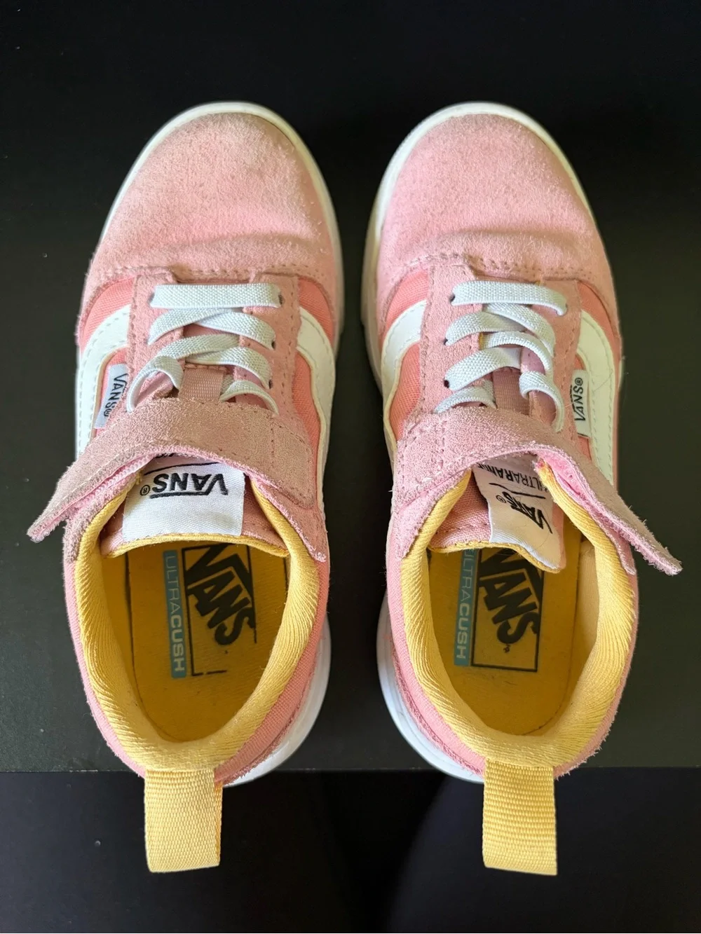 Vans UltraRange Kids Pink, White and Yellow Velcro Sneakers